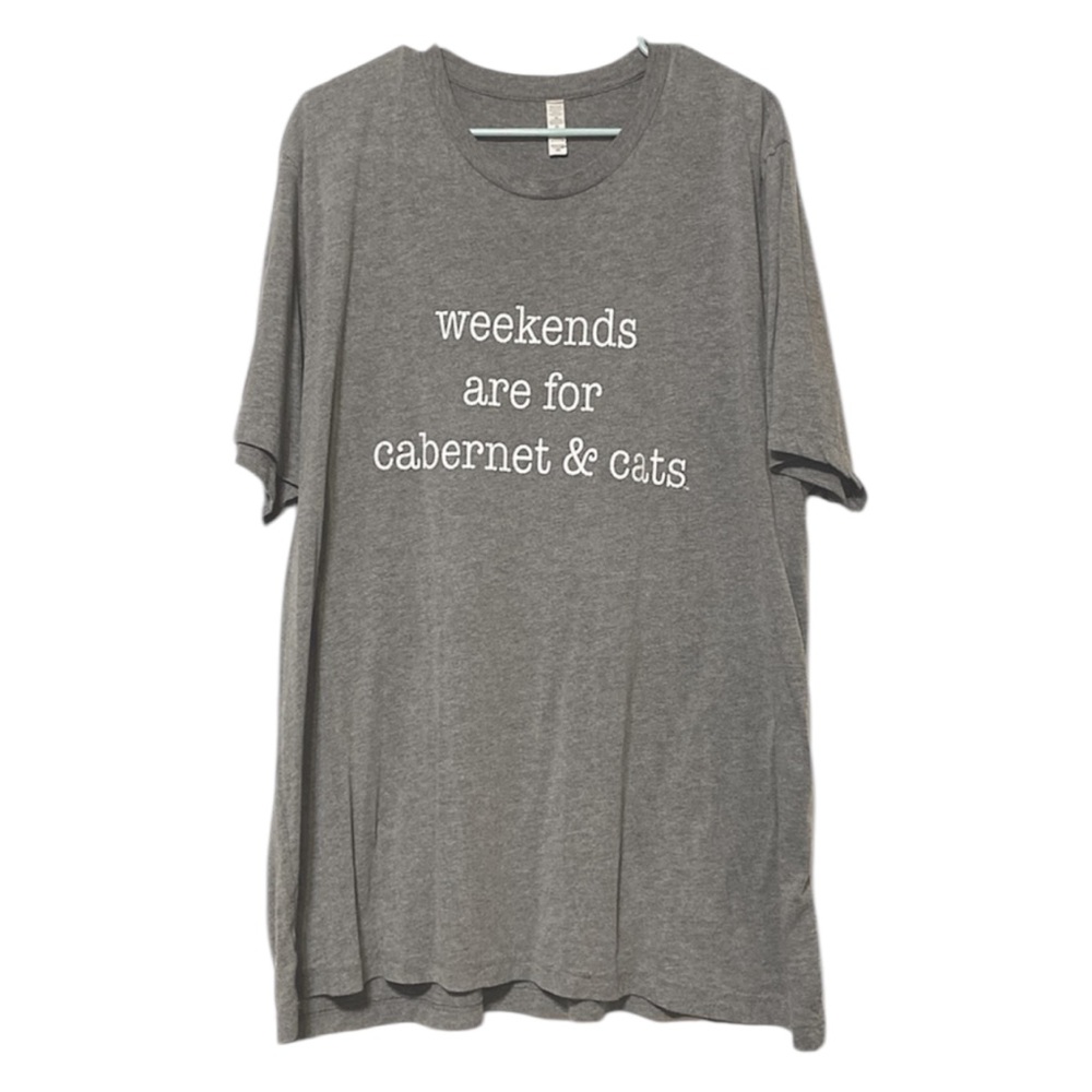 “Weekends are for Cabernet & Cats” Lounge Shirt - Picture 2 of 6